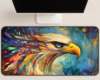 Vibrant Eagle Desk Mat: Colorful Wildlife Art Mousepad