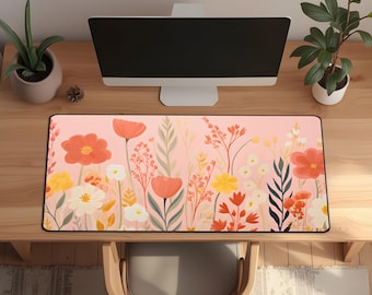 Floral Desk Mat: XXL Blush Pink Computer Accessory