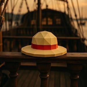 Modello 3D in carta del cappello di Rufy - PDF, SVG, DXF da stampare, cartaceo fai da te per appassionati di cosplay, decorazioni o manga