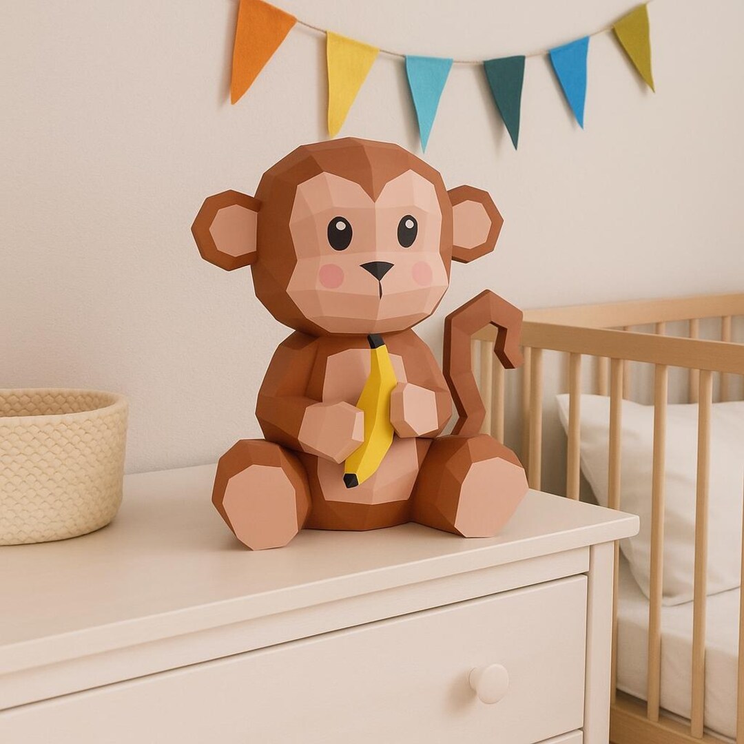 Monkey Papercraft 3D to Print – Pdf Svg Dxf Model – DIY Paper Sculpture ...