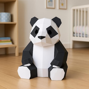 3D Panda Papercraft for Kids – Printable PDF Template – Fun DIY Family Craft and Cute Room Decor Project