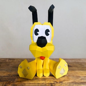 Modèle papercraft d'un chien Pluto, PDF, fichier numérique d'un Pluto en papier 3D, bricolage low poly, sculpture moderne en origami