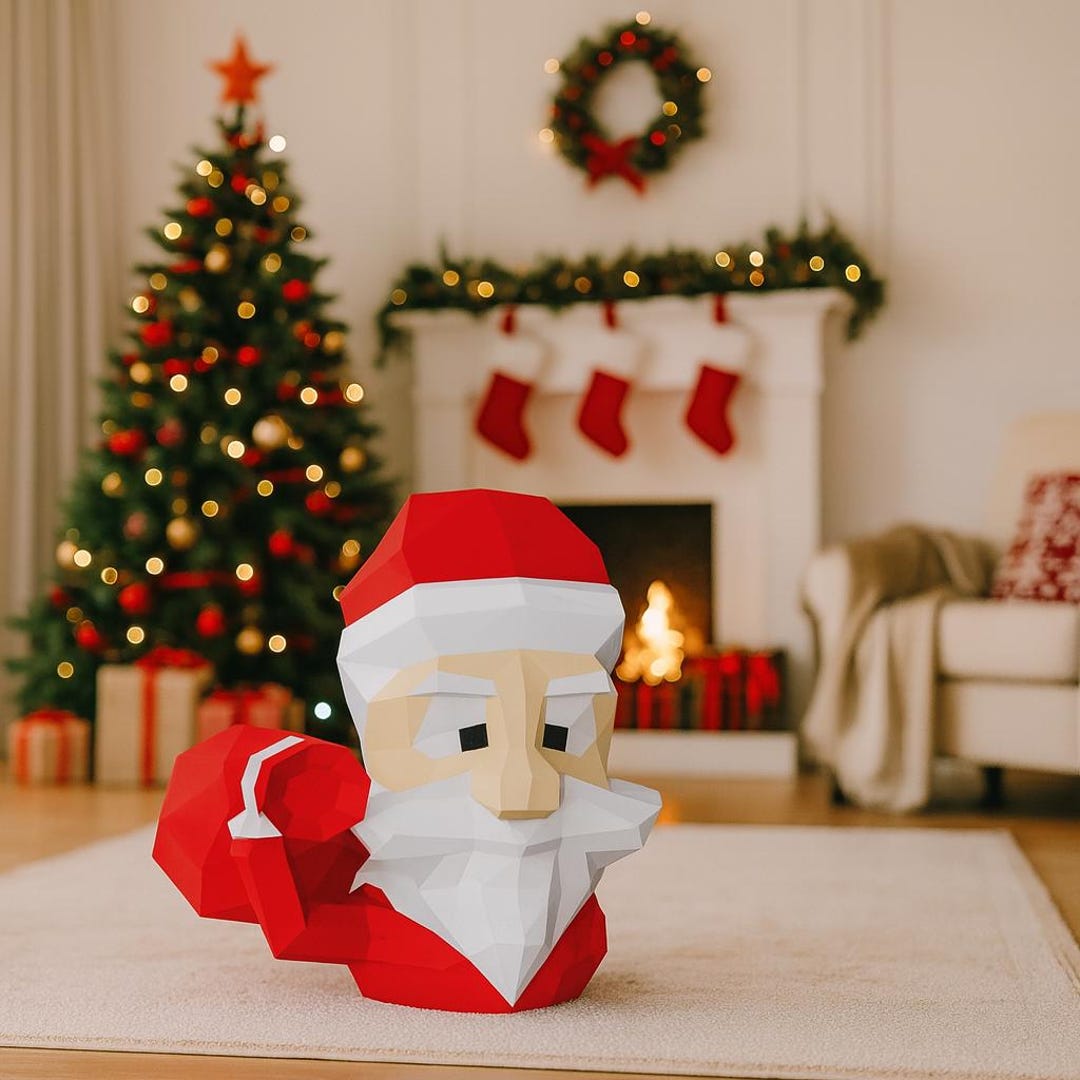 Santa Claus Papercraft 3D to Print – PDF SVG DXF Model – Christmas ...