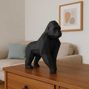 3D Papercraft Gorilla – Printable PDF/SVG DIY Jungle Decor, Modern Animal Sculpture for Living Room or Office