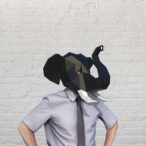 Elephant Mask 3D Papercraft – Printable PDF/SVG DIY Animal Costume for Carnival, Party or Bold Wall Art Decor