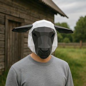 3D Sheep Paper Mask - pdf svg dxf Printable Template DIY Origami Costume for Kids, Carnival or Wall Decor