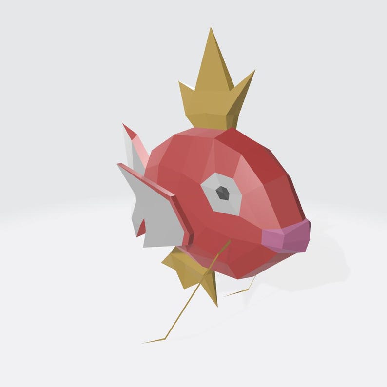 Magikarp Papercraft 3D Magikarp Papercraft – PDF, SVG, DXF Printable Model Low Poly Diy ...