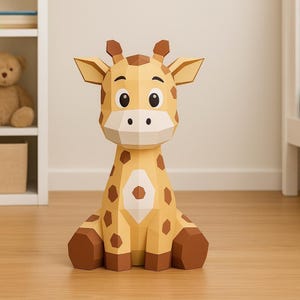 Giraffa di carta stampabile in 3D – modello in formato SVG DXF PDF – scultura di carta fai da te per la cameretta del neonato, la cameretta dei bambini o la decorazione di una festa in stile safari nella giungla