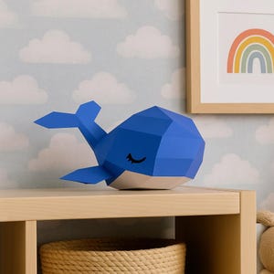 3D Whale Papercraft for Kids – Printable PDF DIY Activity – Ocean-Themed Paper Model