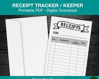 Receipt Tracker Envelope Printable Savings Challenge Digital Download Savings Tracker Money Printable Budgeting Tracker for Savings Goals
