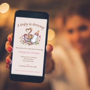 A Baby is Brewing Baby Shower Invitation Template, Coffee Bean Baby Invite, Baby Brewing invite, Coffee Theme Baby Shower, Editable Template