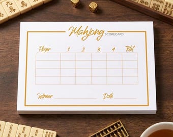 Mahjong Scorecard Notizblock, Mahjong Scoring, Mahjong Accessoire, Damen Spieleabend, Mah Jongg Karte, Anfänger Mahjong Turnier Score Sheets