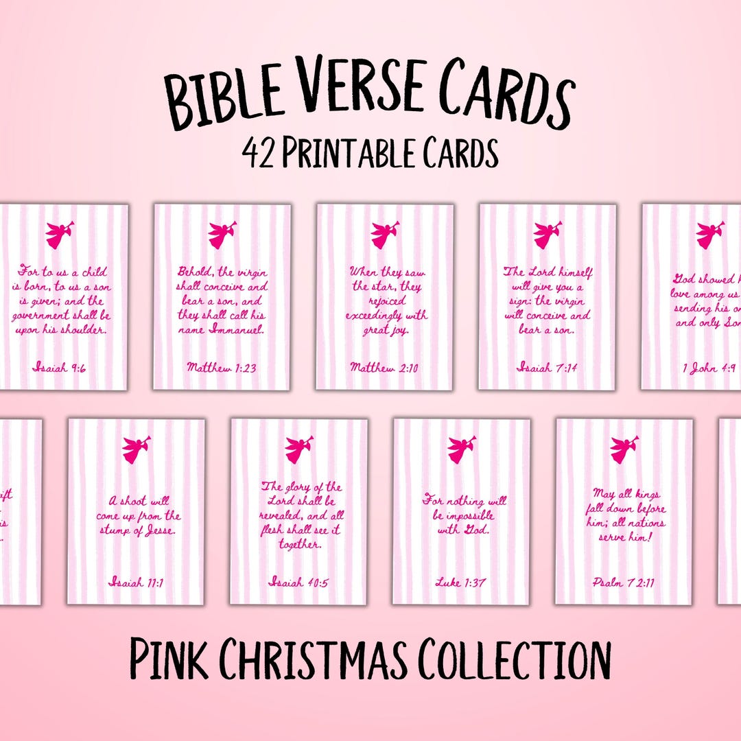 Pink Christmas Bible Verse Cards | Printable Advent Cards | Christian ...