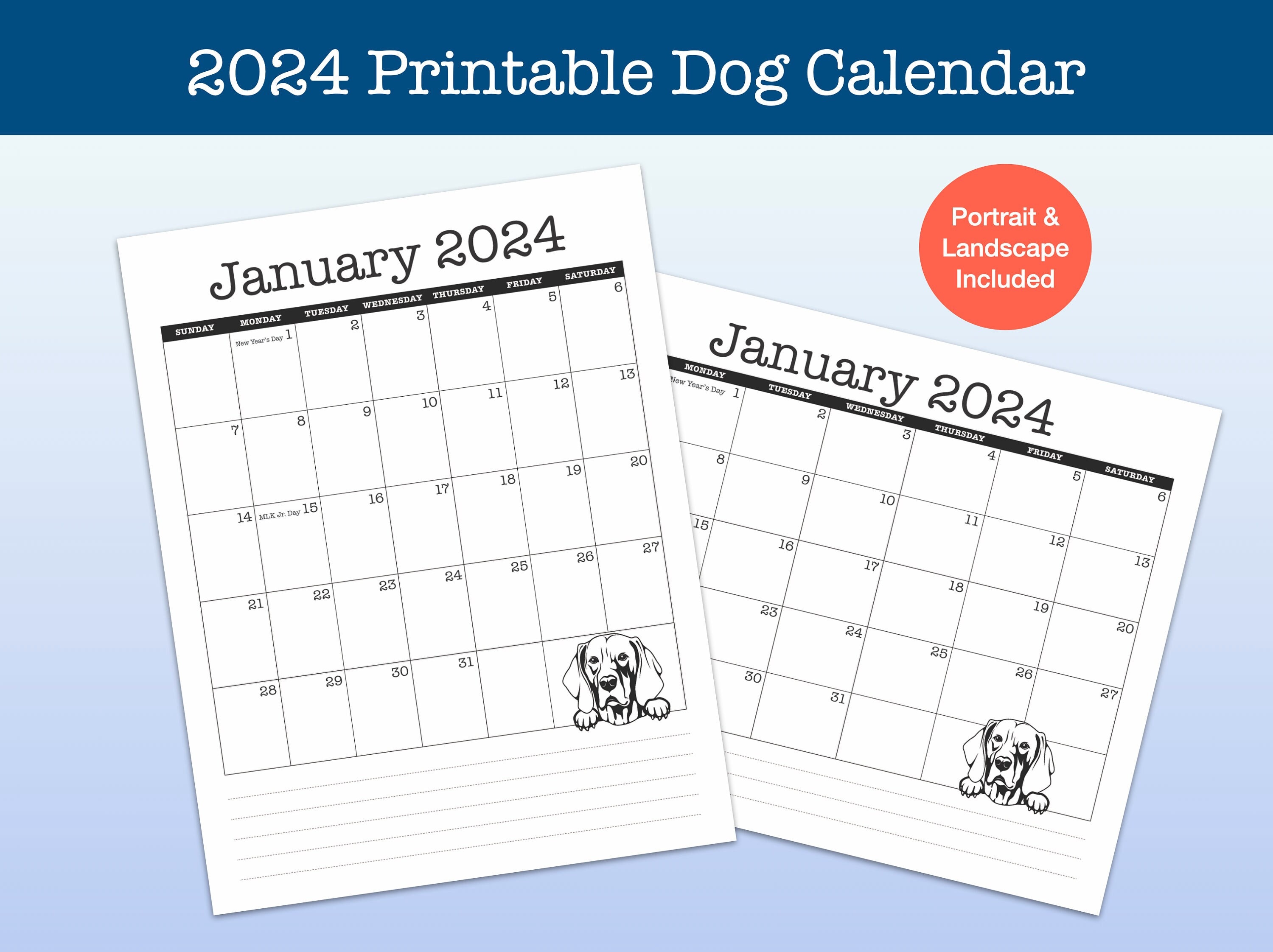 2024 Printable Monthly Dog Calendar, 2024 Monthly Calendars, Downloadable Printable  Calendar, Monthly Planner, Printable Black and White - Etsy