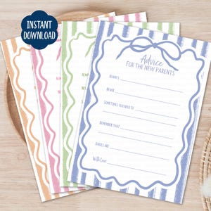 Baby Advice Writing Cards, Printable Baby Shower Advice Card, Modern Baby Wishes Advice for Parents-to-Be, New Parent Advice for Mommy Card