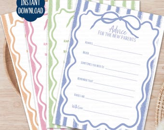 Baby Advice Writing Cards, Printable Baby Shower Advice Card, Modern Baby Wishes Advice for Parents-to-Be, New Parent Advice for Mommy Card