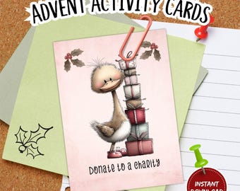 Printable Christmas Advent Activity Cards, Christmas Bucket List, Advent Cards, Advent Calendar, Christmas Countdown, Unique Advent Calendar