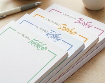 Bunter personalisierter Notizblock, Benutzerdefinierter Name 5x7 Briefpapierblock, moderner minimaler Notizblock, Lehrergeschenk, personalisierter Schreibblock, elegantes Geschenk