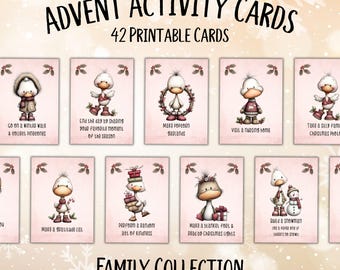 Printable Christmas Advent Activity Cards, Christmas Bucket List, Advent Cards, Advent Calendar, Christmas Countdown, Unique Advent Calendar