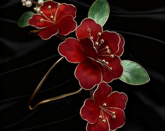 Luxury Mulberry Silk Wrapped Hair Accessory, Handmade Bridal Hairpiece, Artisan Floral Hair Accessory for Bridal & Special Occasions