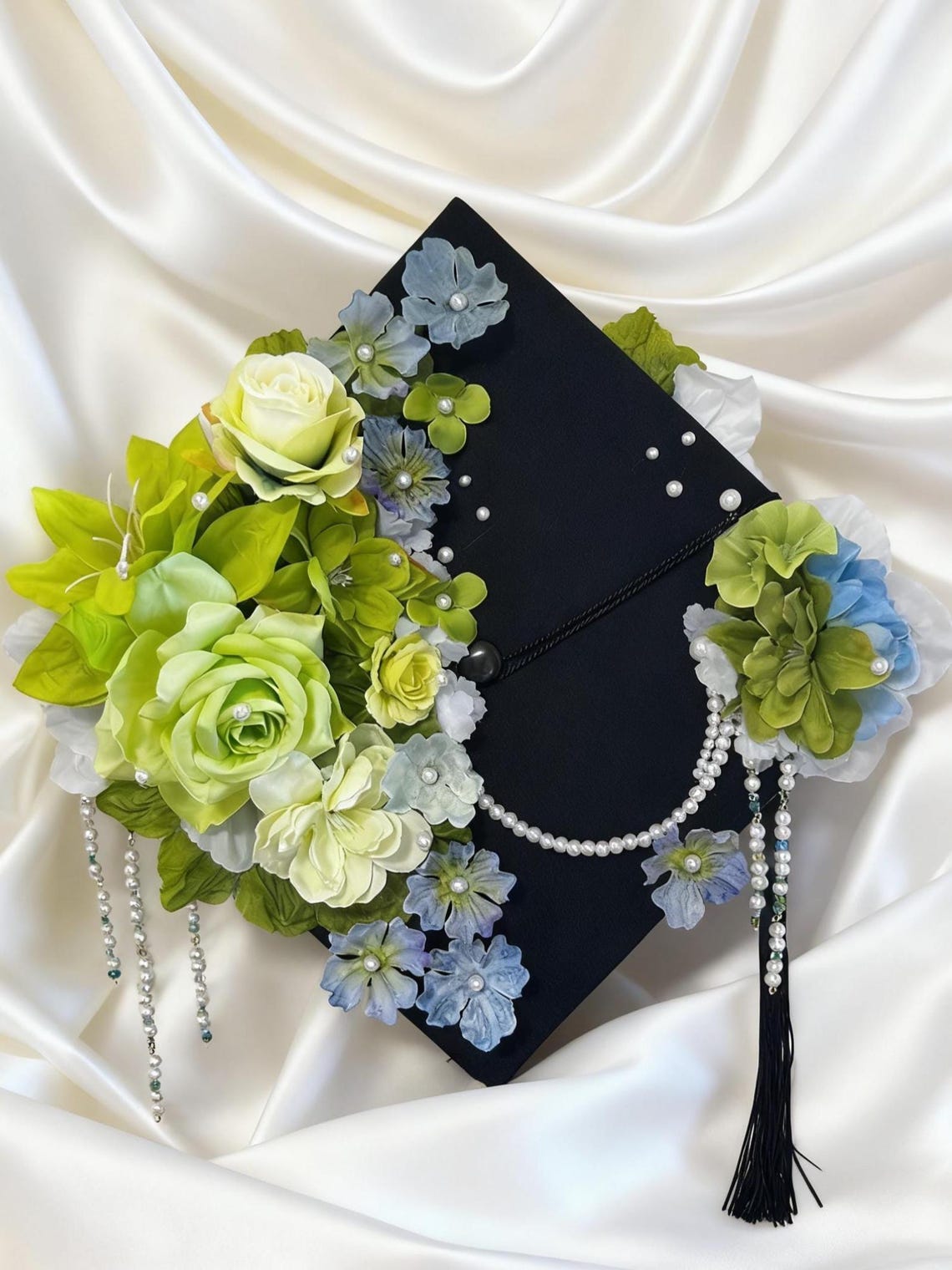 Handmade Graduation Cap, Silk Velvet Flower & Embroidery Mortarboard ...
