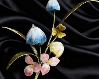 Handmade Mulberry Silk Flower Hairpin • Traditional Ronghua Accessory