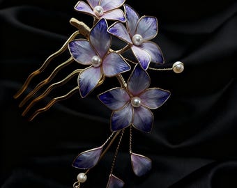 Luxury Mulberry Silk Wrapped Hair Accessory, Handmade Bridal Hairpiece, Artisan Floral Hair Accessory for Bridal & Special Occasions