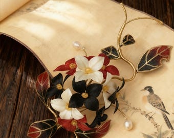 Handmade Ronghua Hairpin • Mulberry Silk Velvet Flower Accessory