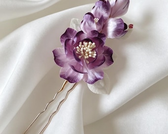 Accessoire de cheveux de luxe enveloppé de soie de mûrier, postiche de mariée fait main, accessoire de cheveux floral artisanal pour la mariée et des occasions spéciales