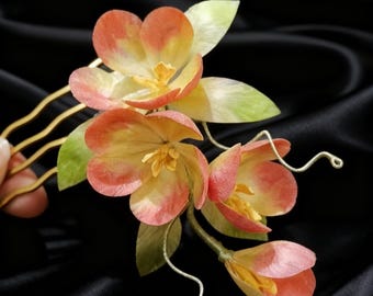 Handmade Silk Velvet Flower Hairpin, Rong Hua, Chinese Hair Accessory