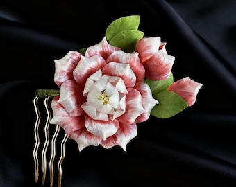 Handmade Mulberry Silk Velvet Flower Hairpiece, Bridal Hair Accessory