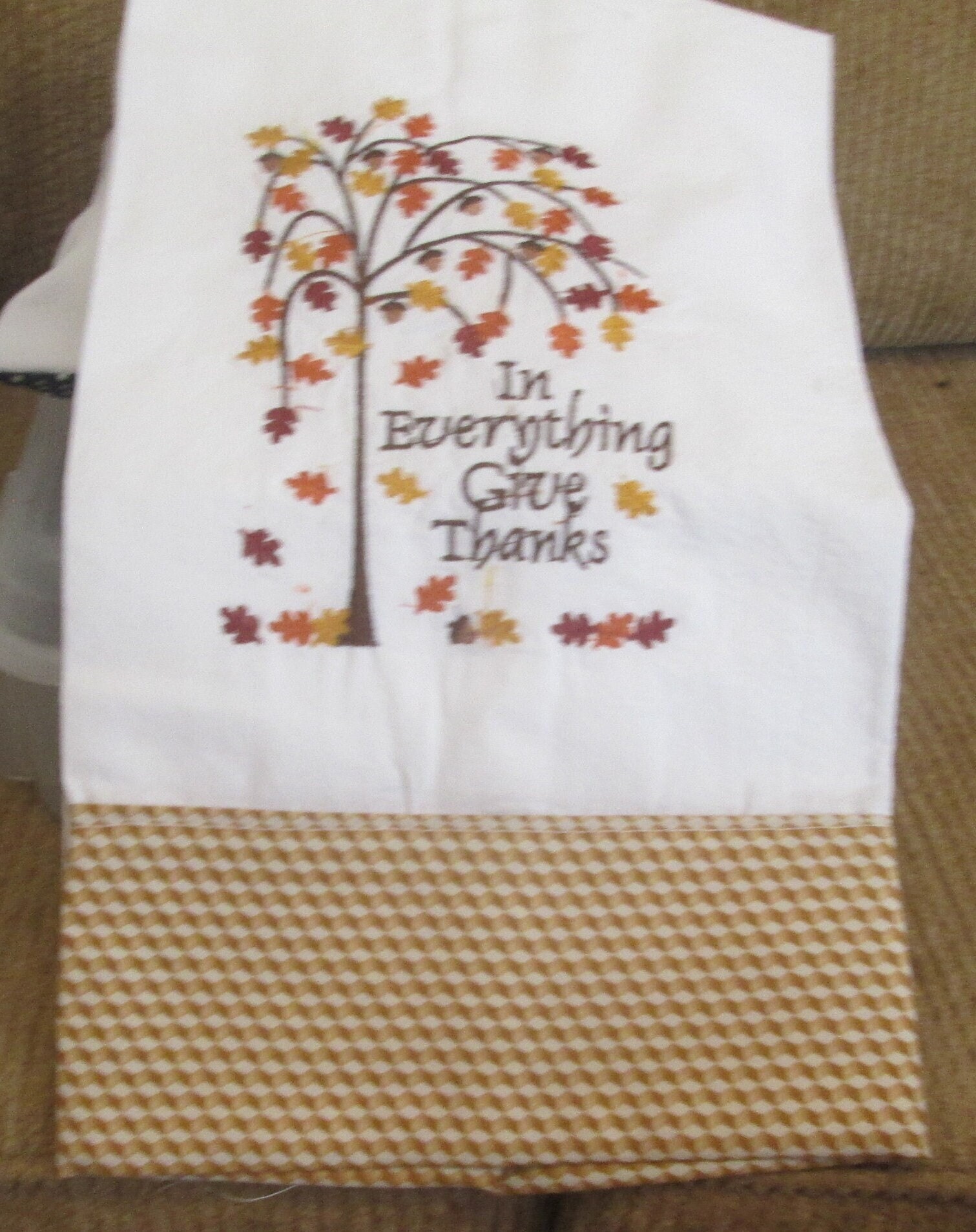 Autumn Leaves Are Falling Embroidered Towel Kitchen Decoration Etsy