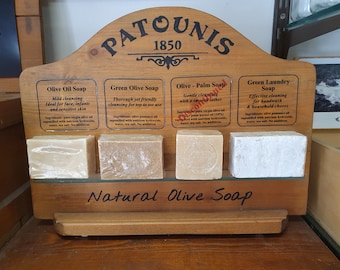 Patounis of Corfu Greek Olive Oil Soaps X 2 repen: 'GROENe' reiniging van top tot teen, hypoallergene veganistische NATRUE + door UNESCO erkende ecogeschenken