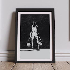 Victor Wembanyama, Illustration, Wohnzimmer Druck, Basketball Kunst, NBA Wandkunst, Spurs, Sportkunst.