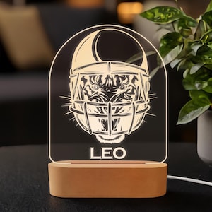 American Football Night Light, Custom Engraved LED Lamp, Personalized Sports Gift, Football Fan Decor, USB-Powered Acrylic Light