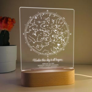 Personalisierte Sternenkarte Nachtlicht - Personalisierte Konstellationslampe - Romantisches Geschenk für Freund / Freundin - Einzigartige Sternenkarte für Paare