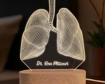 Personalized 3D Lamp for Pneumologists – Custom Pulmonologist LED Light Gift for Him – Unique Medical Student Graduation Gift, 3D Lamp