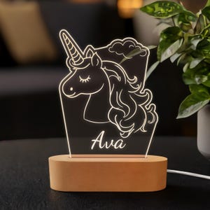 Unicorn Night Light for Kids, Personalized Unicorn LED Lamp, Custom Engraved Name Nightlight, Magical Nursery Decor, Unique Children’s Gift