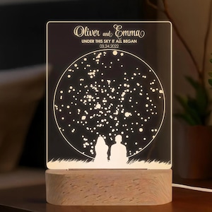 Romantische Konstellationskarte-Lampe - personalisiertes Nachtlicht mit Sternenkarte - Ideales Geschenk für Paare, Freund oder Freundin