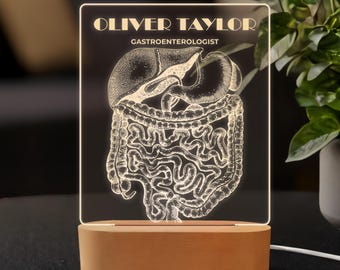 Custom Gastroenterology Night Light, Personalized Doctor Gift, Medical Clinic Decor, Engraved LED Lamp, Unique Gift for Gastroenterologist