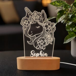 Unicorn Kids Night Light, Personalized Unicorn LED Lamp, Custom Engraved Name & Design, Magical Bedroom Decor, Unique Gift for Children