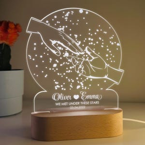 Luz de noche personalizada con mapa estelar – Lámpara con gráfico de constelaciones personalizado – Regalo perfecto para parejas, novios o novias