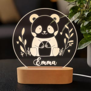 Bear-Themed Kids Night Light, Personalized Engraved LED Lamp, Custom Name Acrylic Nightlight, Unique Children&#39;s Room Decor, Baby Shower Gift