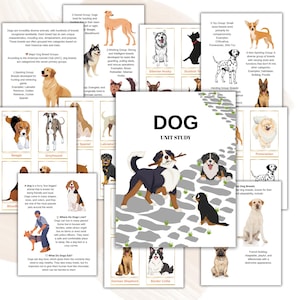 DOG Unit Study, Life Cycle, Anatomy, Nature Study, Science, Handwriting, Homeschool Printable, Montessori, Instant Download
