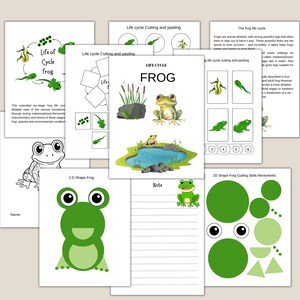 May include: A printable worksheet for kids to learn about the life cycle of a frog. The worksheet includes a diagram of a frog's life cycle, a cut-and-paste activity, and a note section for writing.