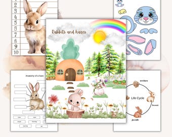 Kaninchen & Hase Einheit Studie: Homeschool Printable (Instant Download)