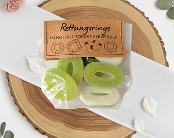 Boyas salvavidas imprimibles / Adorno divertido para bolsas de dulces con forma de aros de manzana / Regalo de emergencia / Dulce casero / Descarga instantánea / Idea de regalo de último minuto