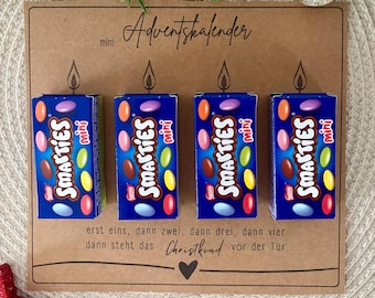 Mini calendario de Adviento imprimible / 2 tamaños / Versión en alemán e inglés / Compatible con barritas Kinder, Yogurtette, Smarties y mini caramelos / Descarga instantánea
