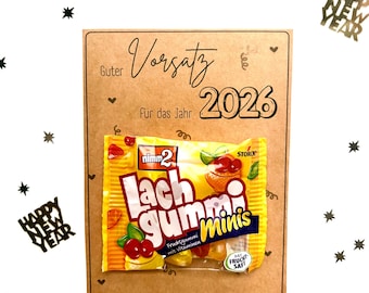 New Year Printable 2026 – Funny Gummy Bear Favor DIY | „Laugh More“ Resolution | Instant Download PDF | NYE Party Gift Idea | Happy New Year