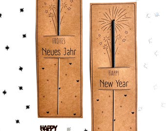 Porta bengalas imprimible para Nochevieja: etiqueta DIY de Feliz Año Nuevo 2026, recuerdo de fiesta de fin de año, tarjeta con bengalas, descarga instantánea en PDF, idea de regalo DIY